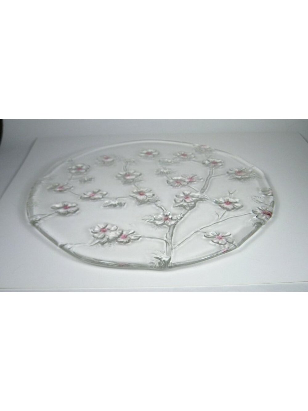 Vintage Walther Glas Cherry Blossom Cake Serving Platter West Germany